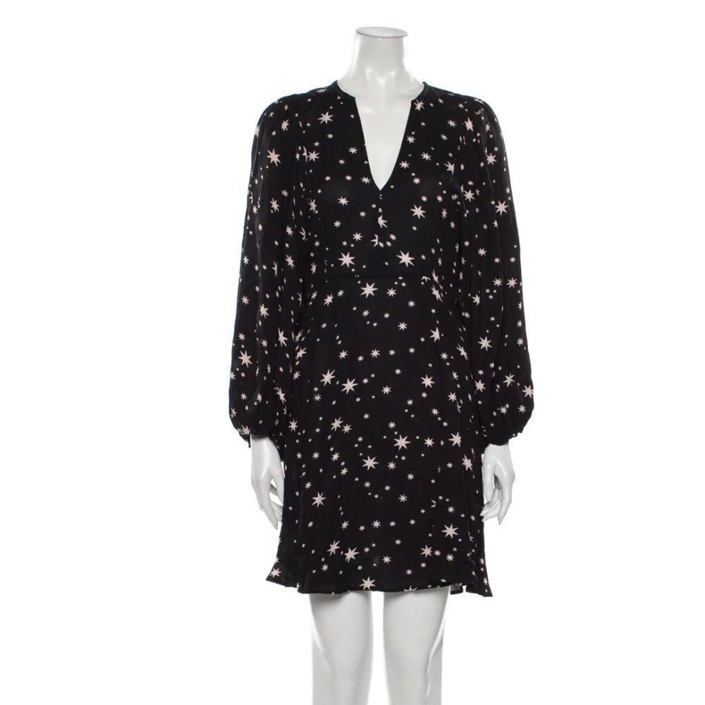 byTiMo Vintage Star Print Astrological Puff Sleeve Flowy Mini Dress